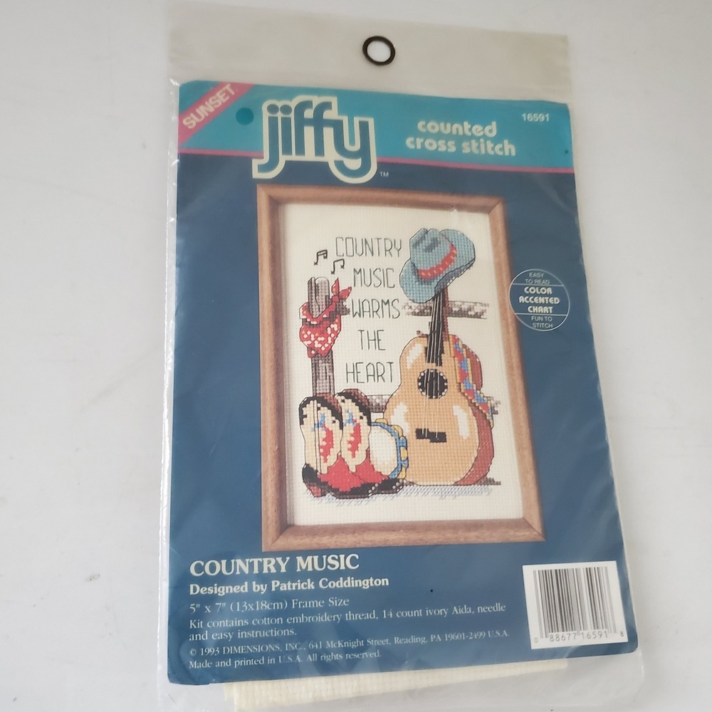 Jiffy Sunset Counted Cross Stitch Kit 16591 Country Music Patrick Coddington '93